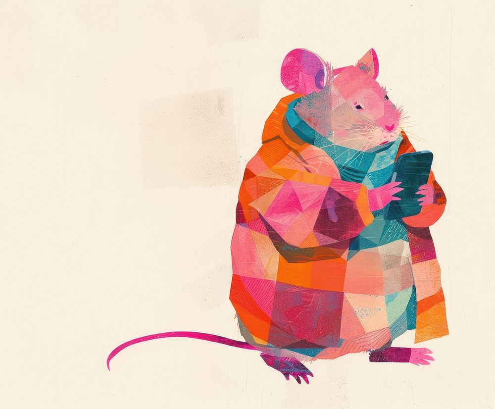 Fat Mouse is using a mobile phone animal rat mammal.