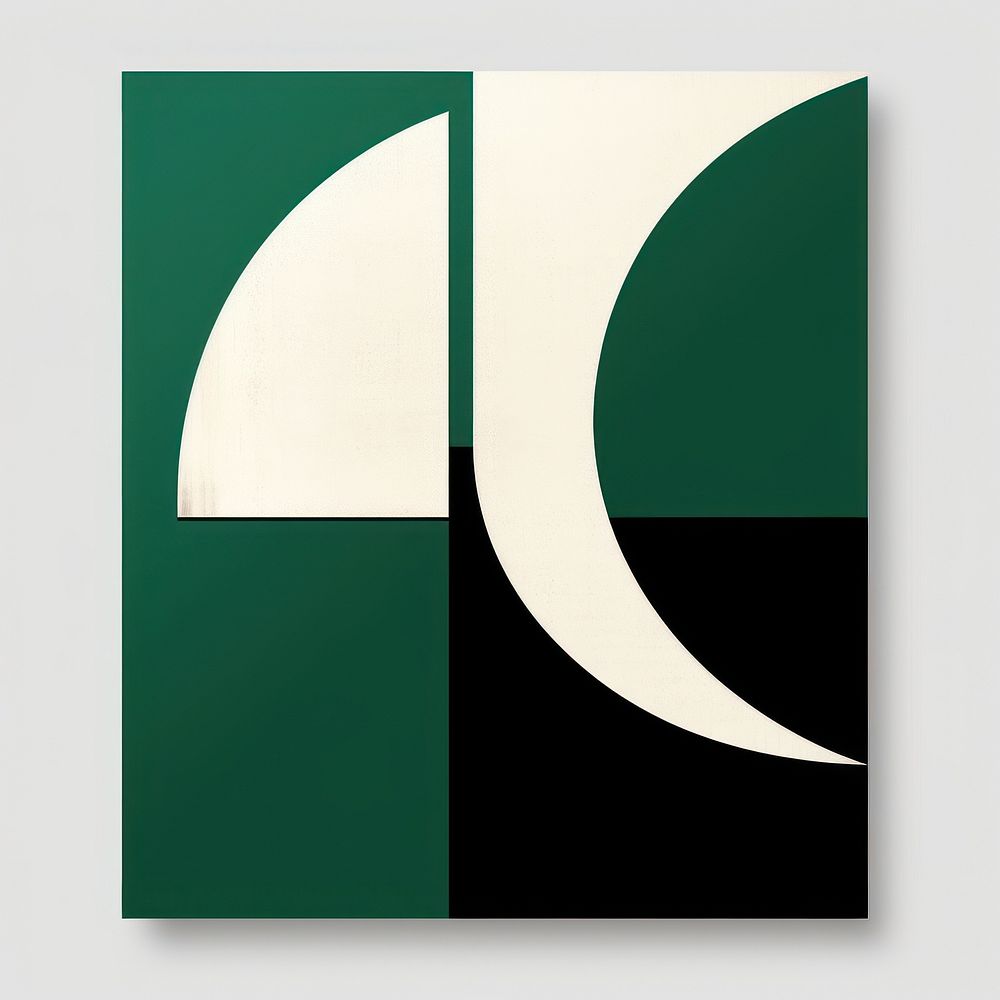 Geometric semi circle shape green logo blackboard.