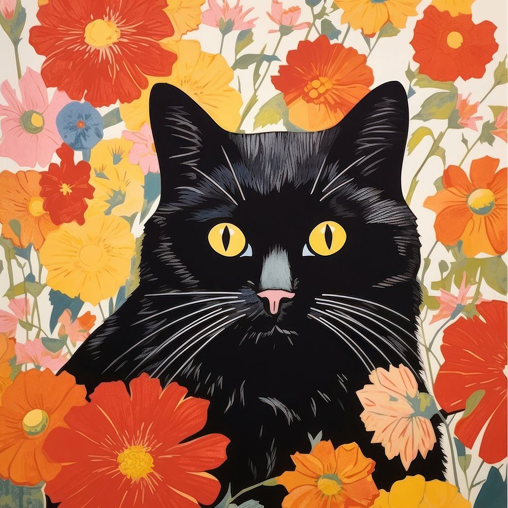 Cat art graphics pattern. AI generated Image by rawpixel.