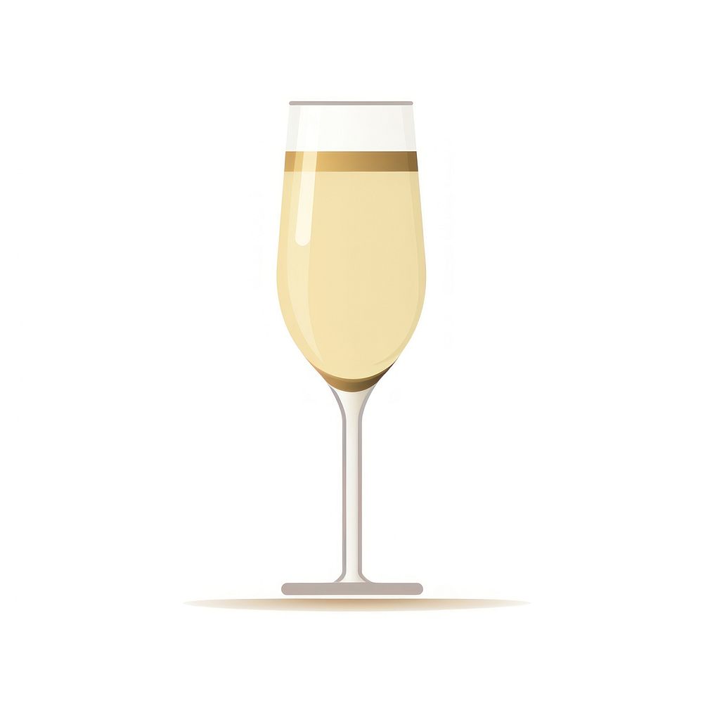 Champagne glass drink wine white background.