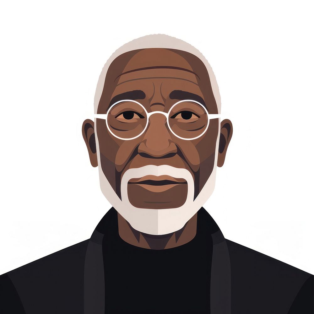 Old black man portrait glasses adult.