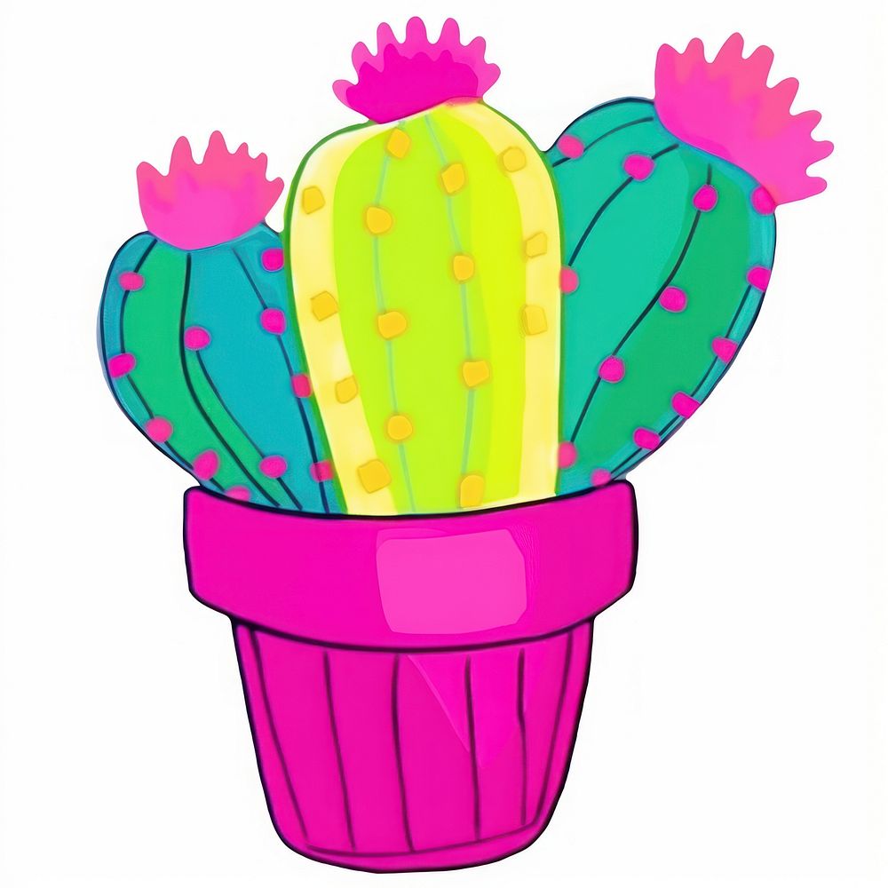 Cactus plant vibrant color creativity. AI generated Image by rawpixel.