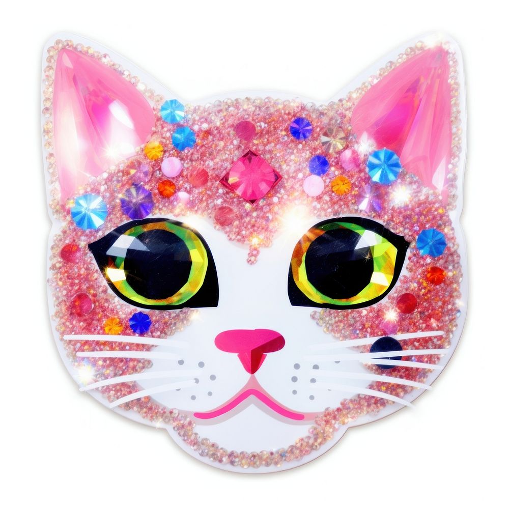 Cat glitter white background representation. AI generated Image by rawpixel.