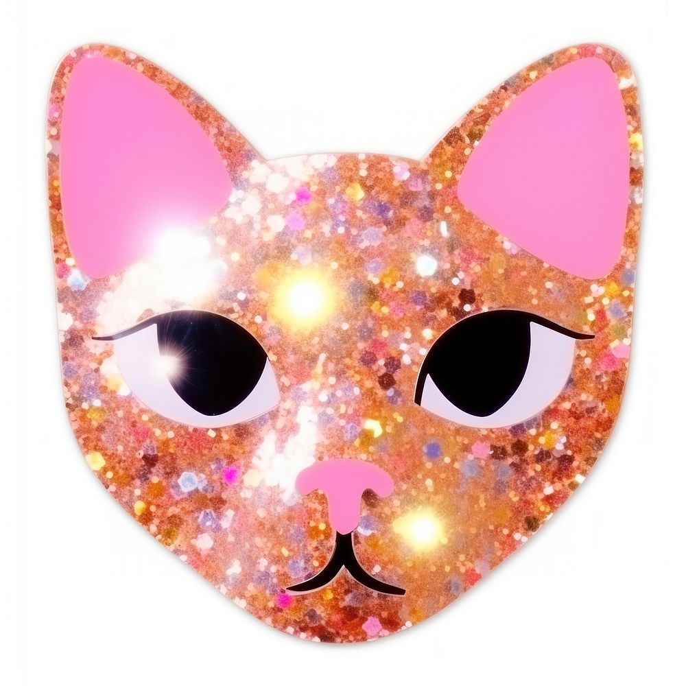 Cat glitter shape white background. AI generated Image by rawpixel.