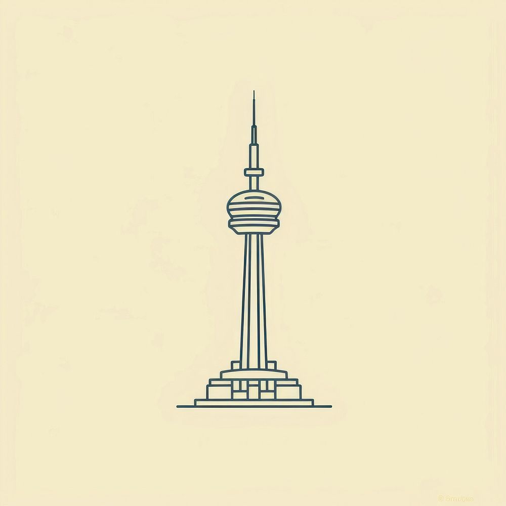Cn tower architecture building line. AI generated Image by rawpixel.