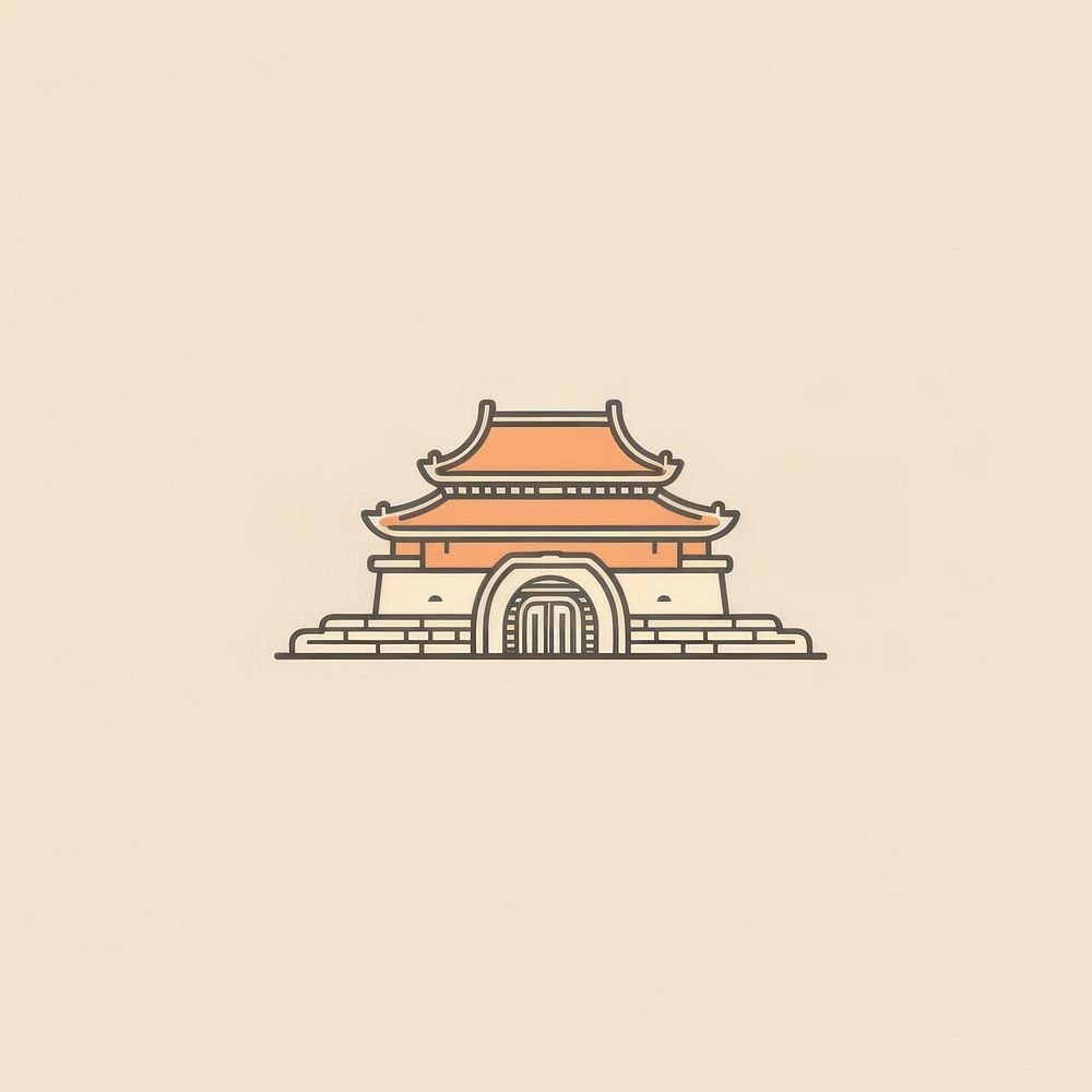 Forbidden city sketch line architecture. AI generated Image by rawpixel.