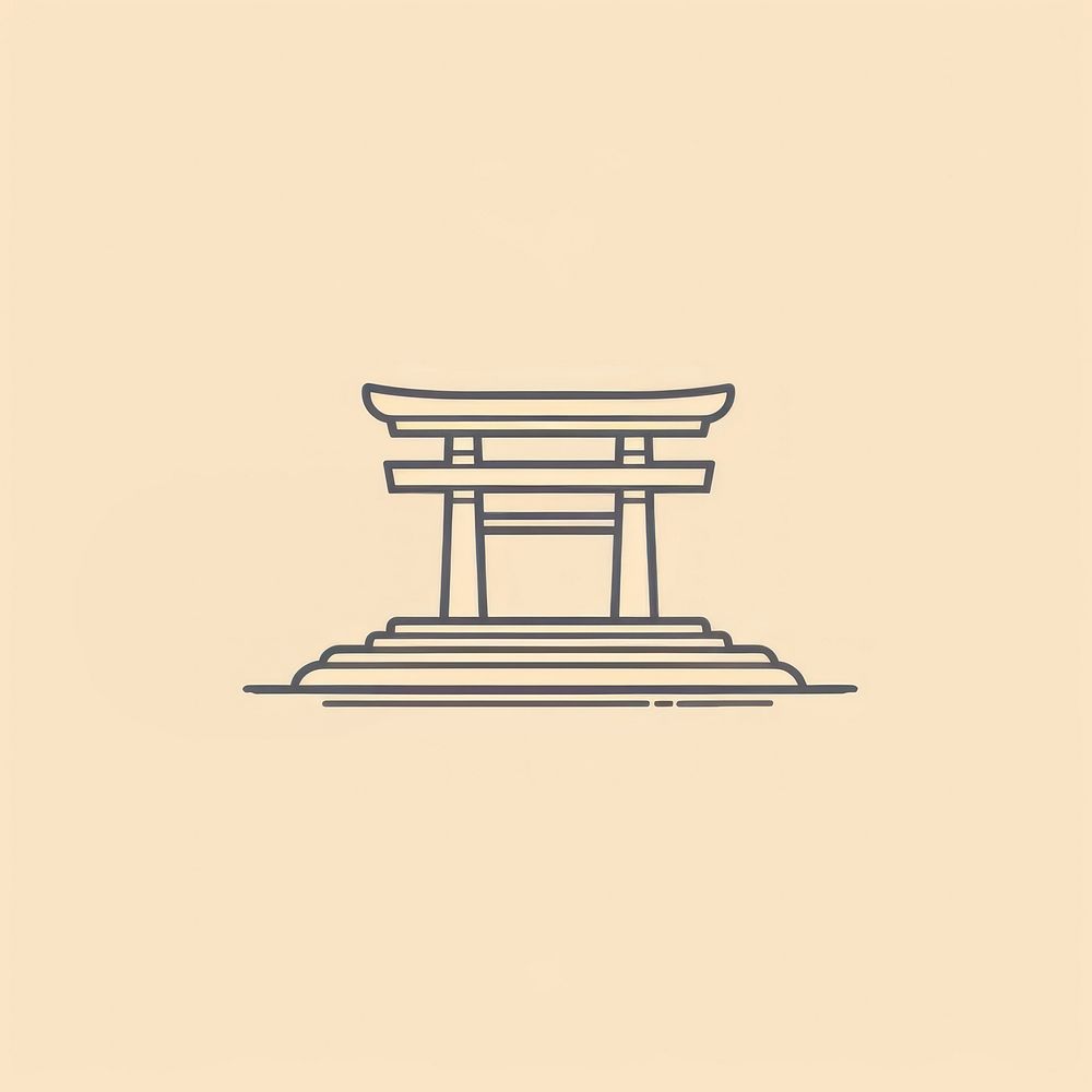 Itsukushima shrine sketch line architecture. AI generated Image by rawpixel.