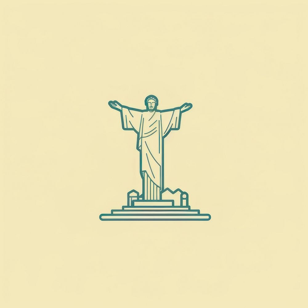 Rio de janeiro statue sketch line logo. AI generated Image by rawpixel.