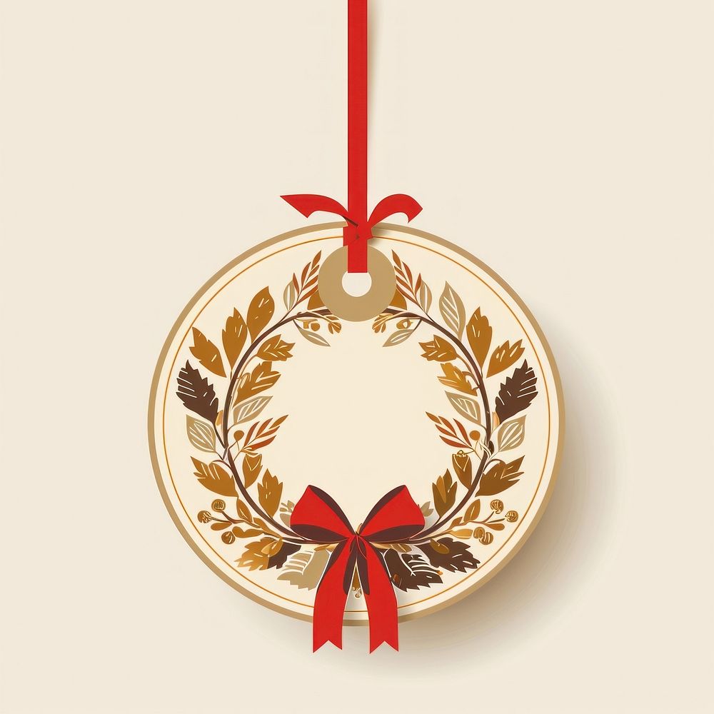 PNG Wreath shape with red ribbon gold celebration accessories. AI generated Image by rawpixel.