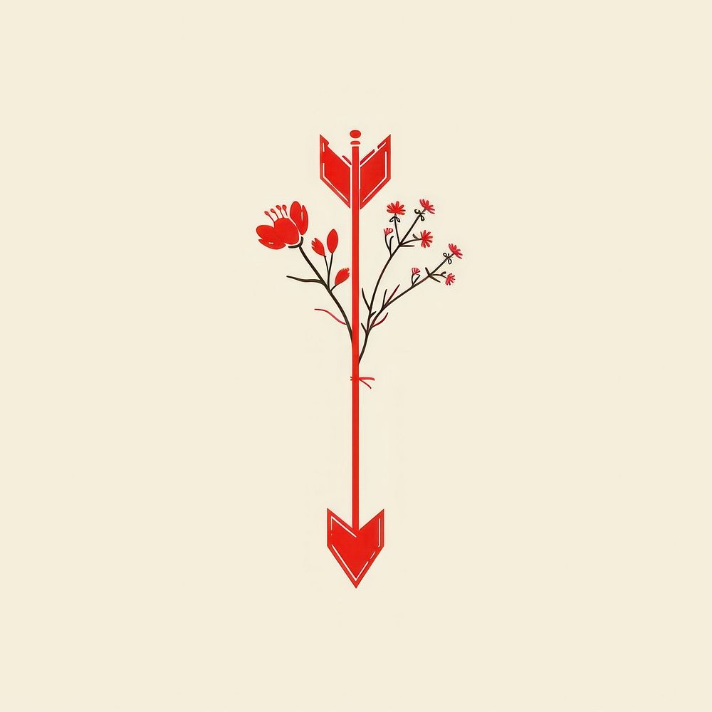 Cute flower arrow symbol plant red. AI generated Image by rawpixel.