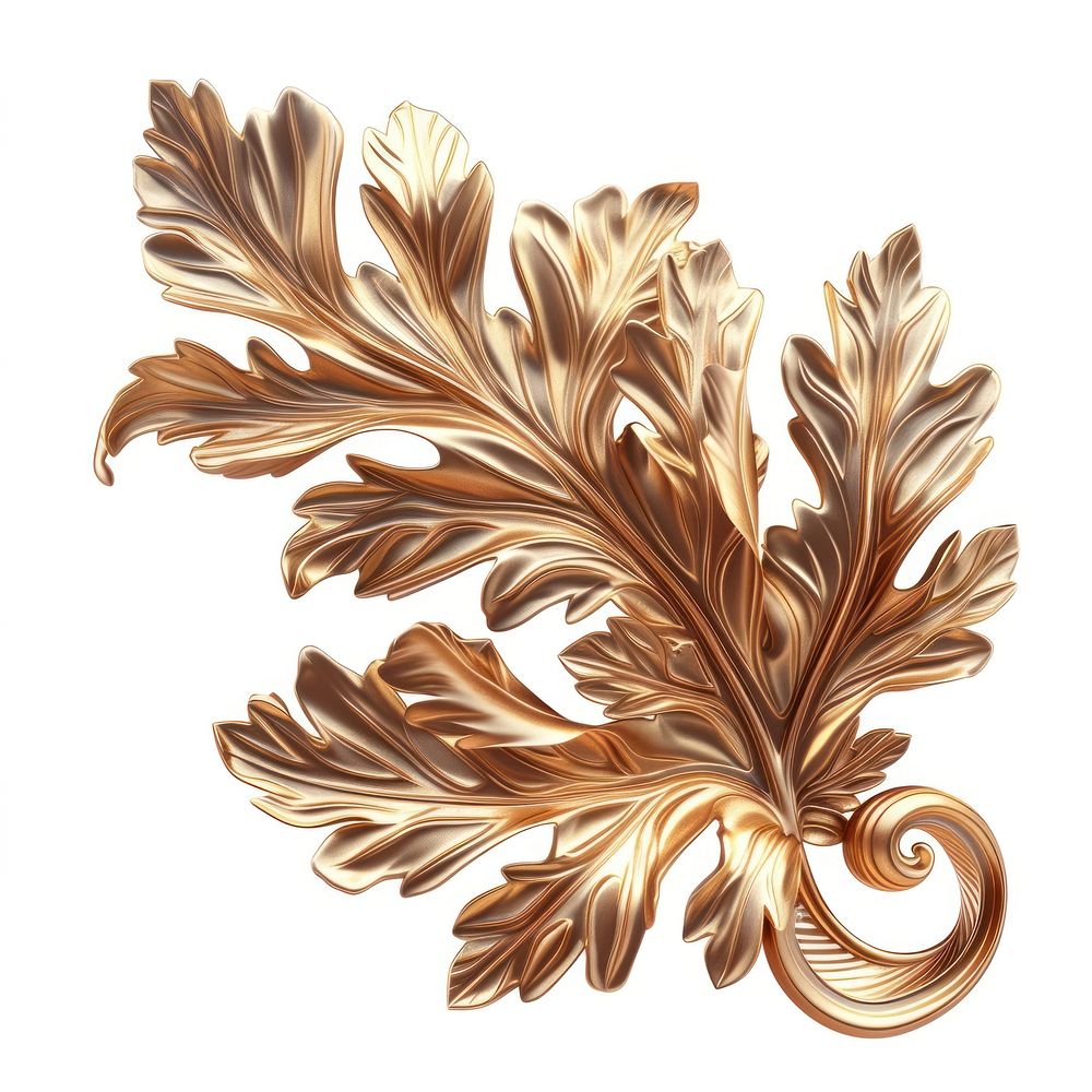 A baroque leaf pattern gold white background.