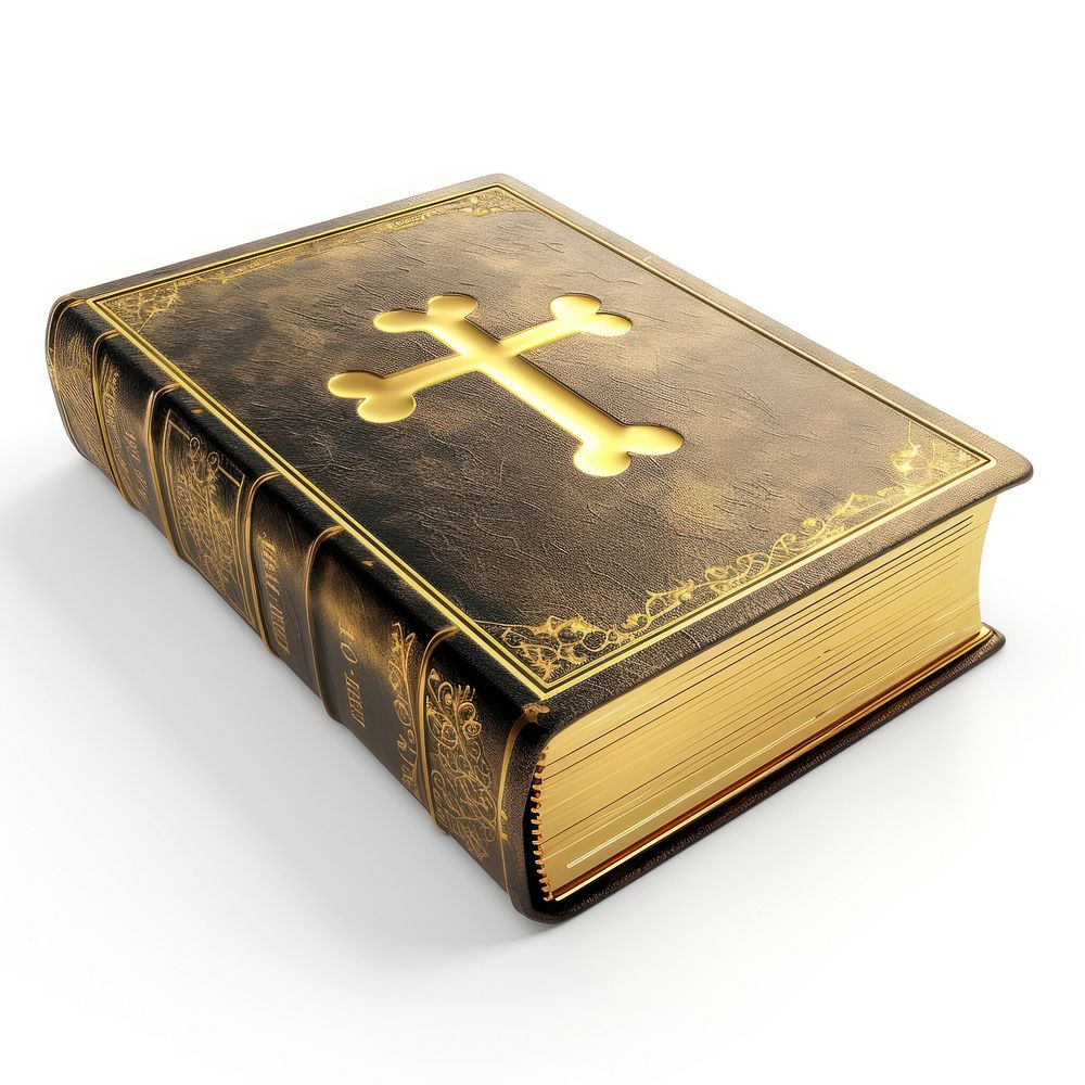 A Bible book publication gold white background.