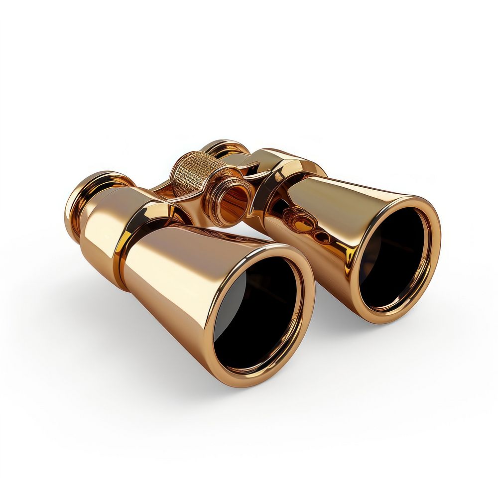 A binoculars gold white background trumpet.