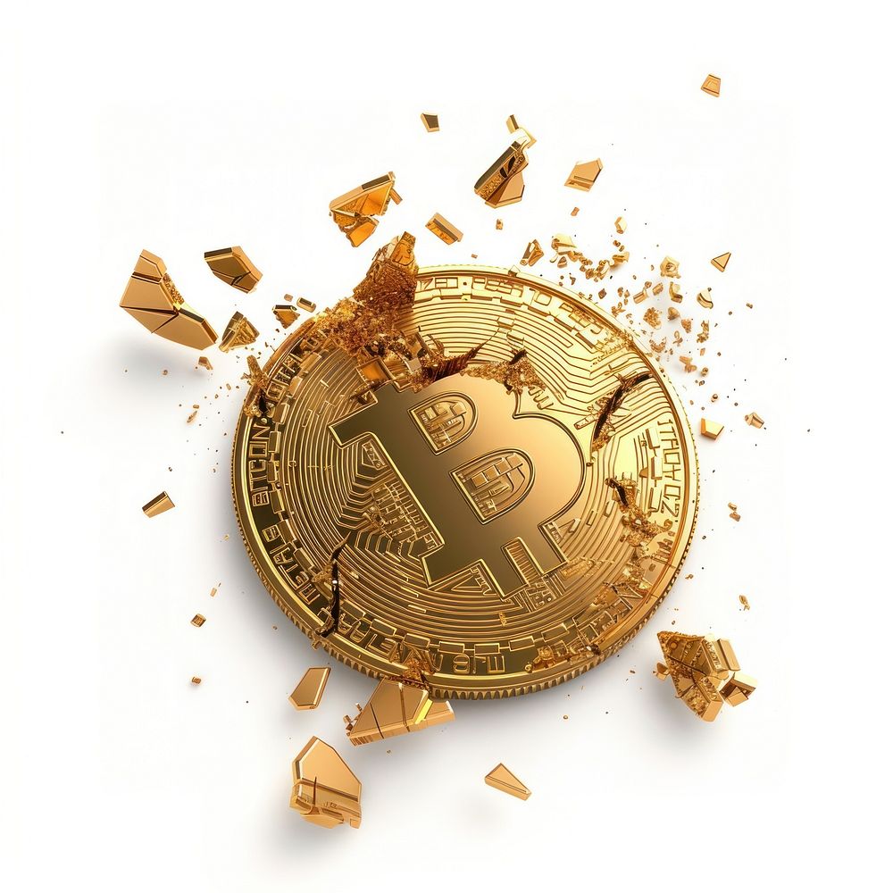 Bitcoin money gold white background.