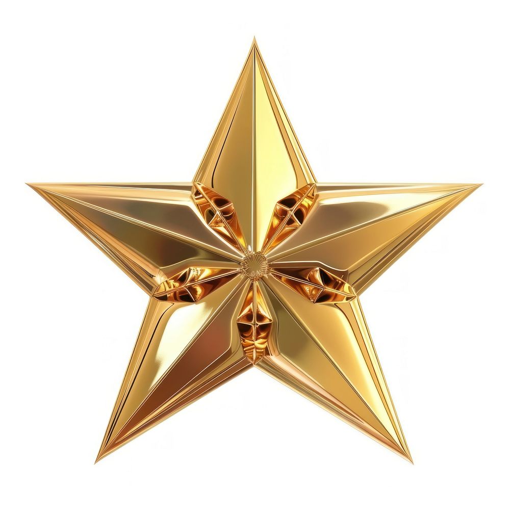 A Christmas star gold symbol white background.