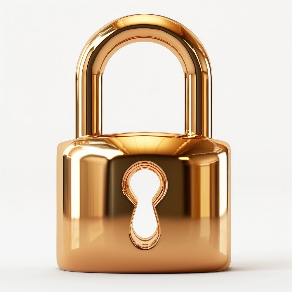 Lock gold white background protection.