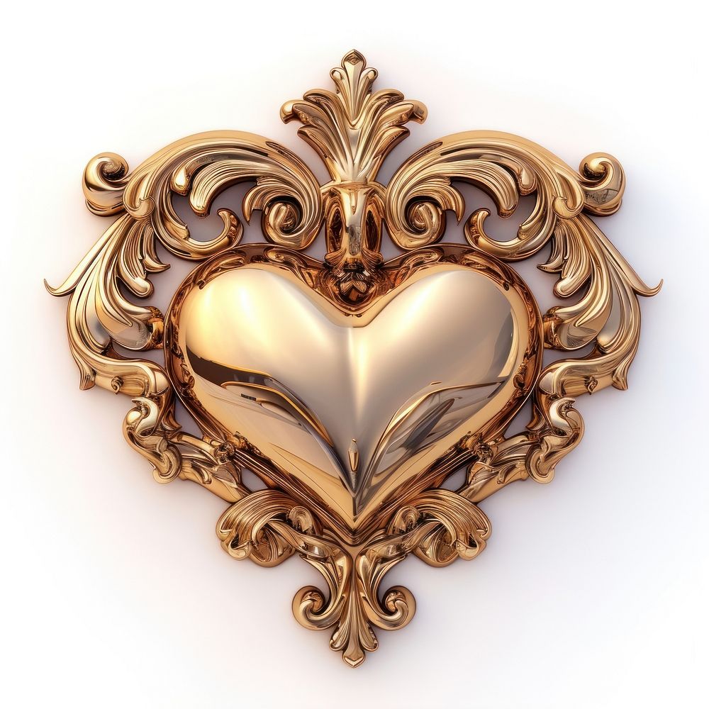Rococo Heart gold jewelry pendant.