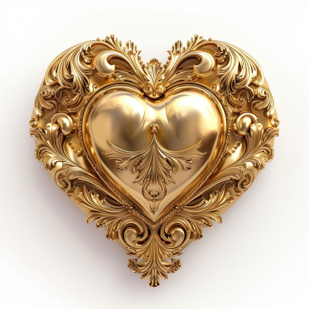 Rococo Heart gold jewelry locket.