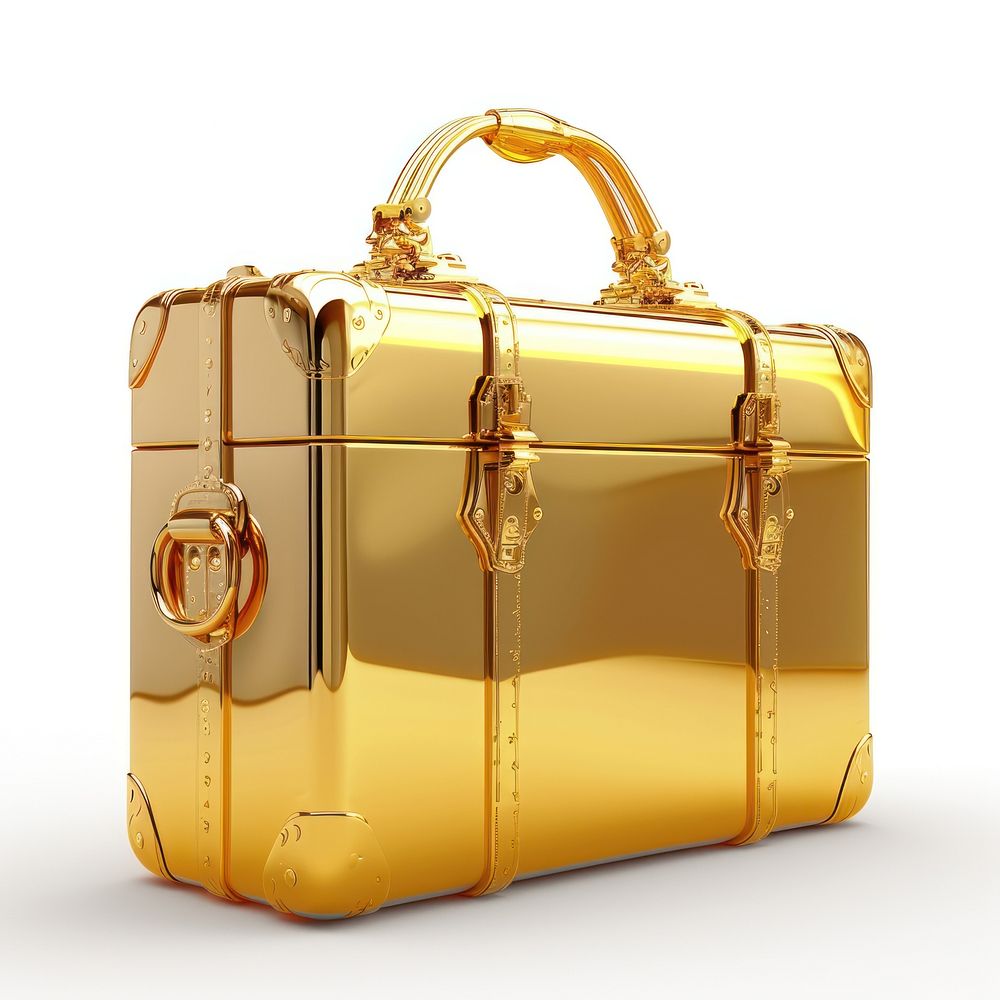 Briefcase suitcase luggage gold.