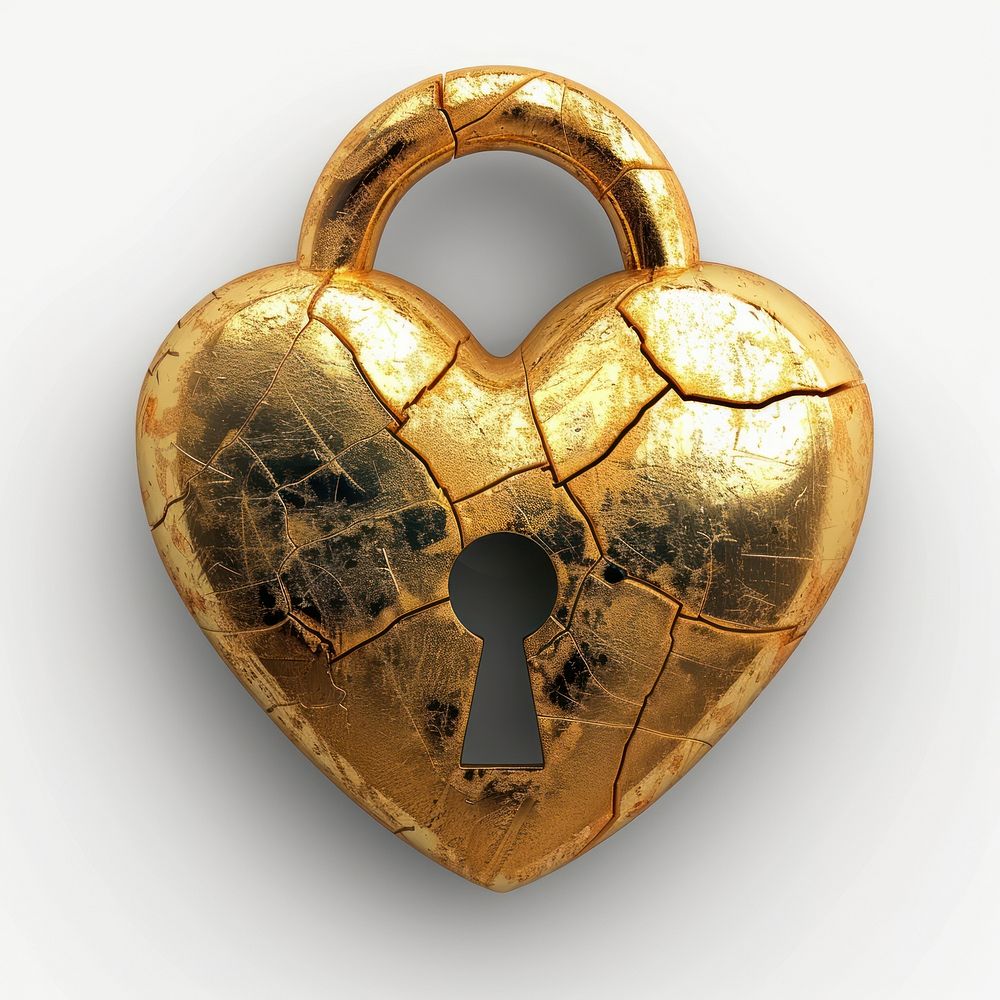 A heart-shaped lock gold jewelry pendant.