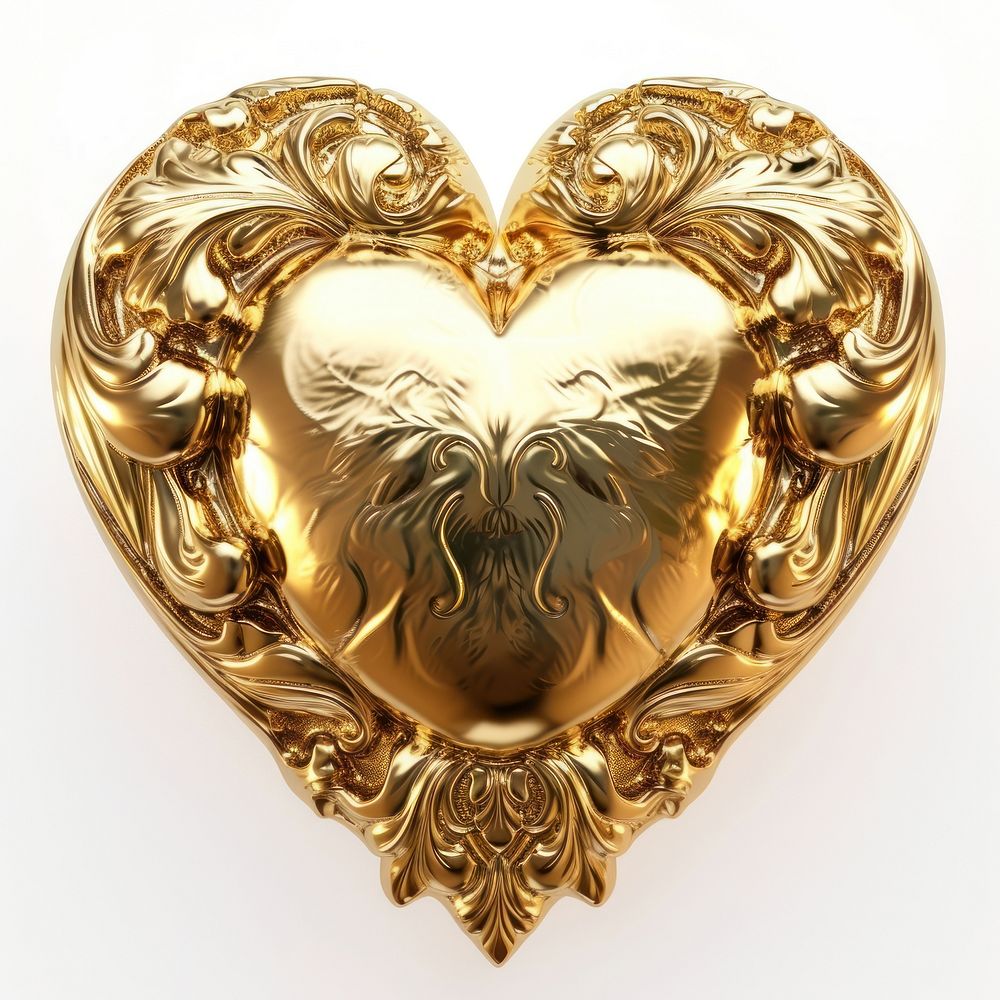 Baroque heart gold jewelry pendant.