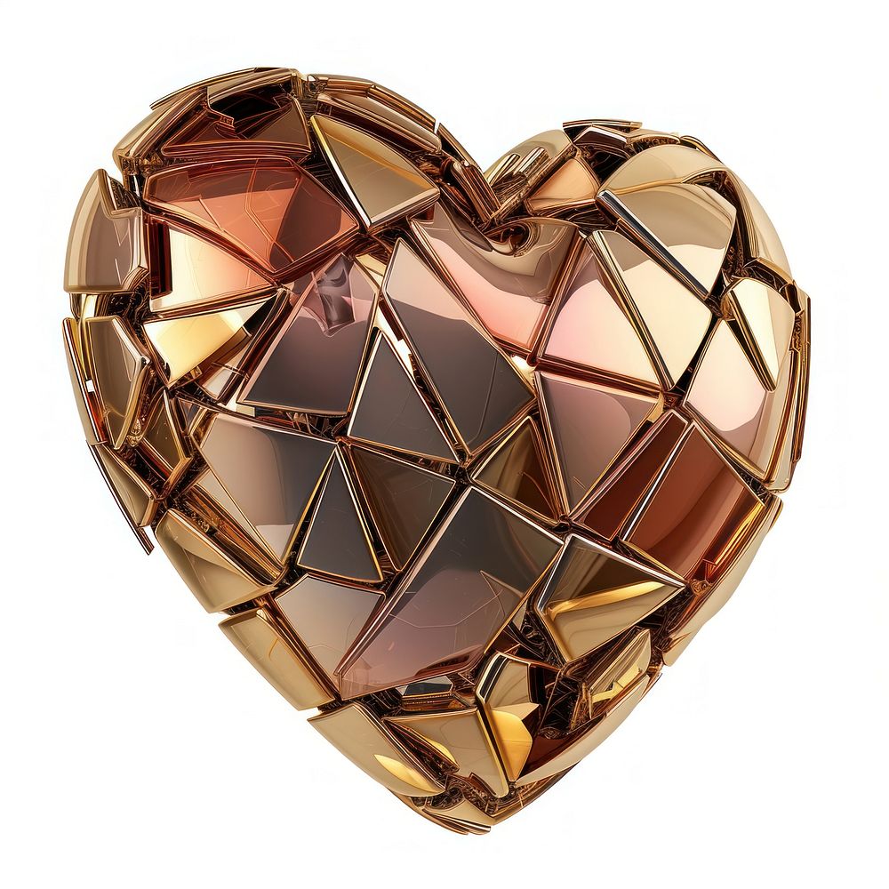 Heart-shaped lock jewelry gold white background.