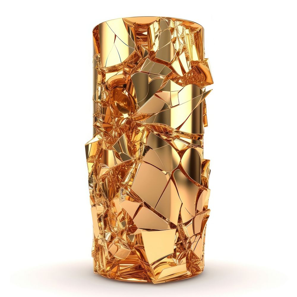A broken cylinder gold white background bling-bling.