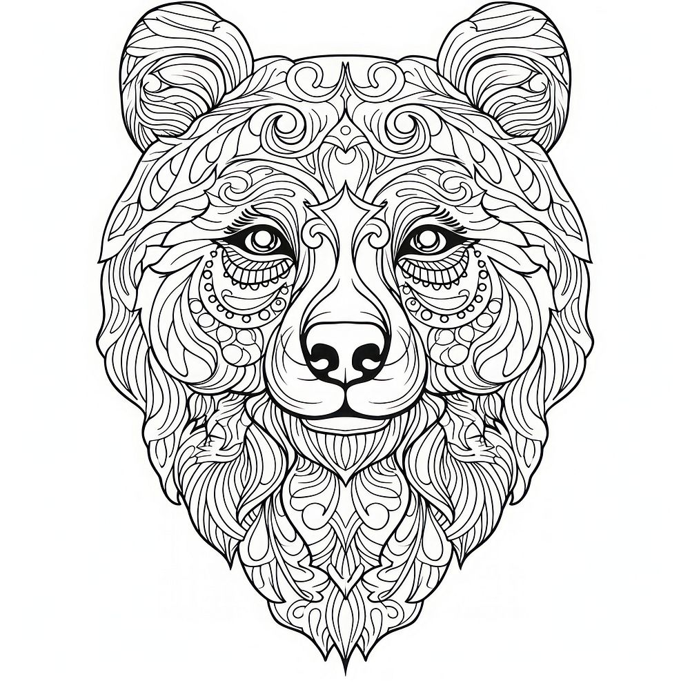 Bear head sketch doodle drawing. AI generated Image by rawpixel.