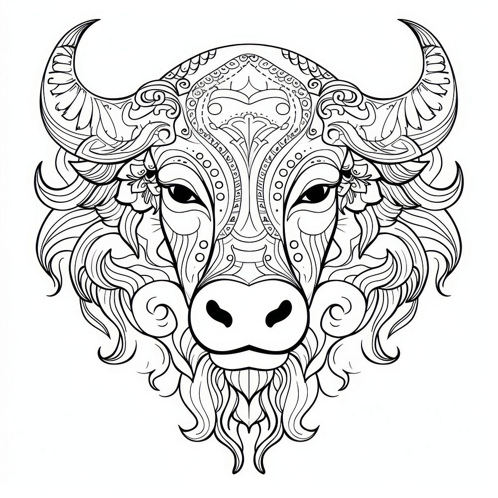 Bull head sketch art buffalo. AI generated Image by rawpixel.
