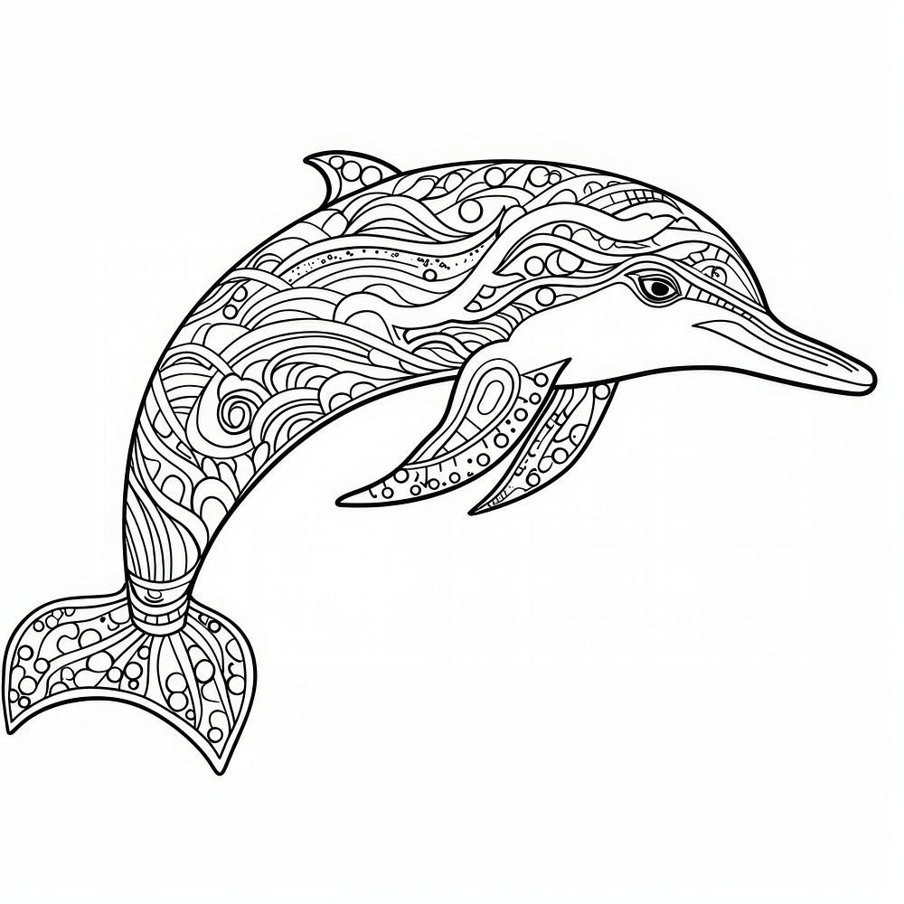 Dolphin sketch drawing animal. AI generated Image by rawpixel.