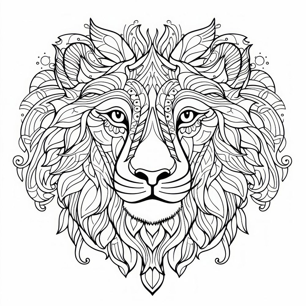 Lion sketch doodle drawing. AI generated Image by rawpixel.