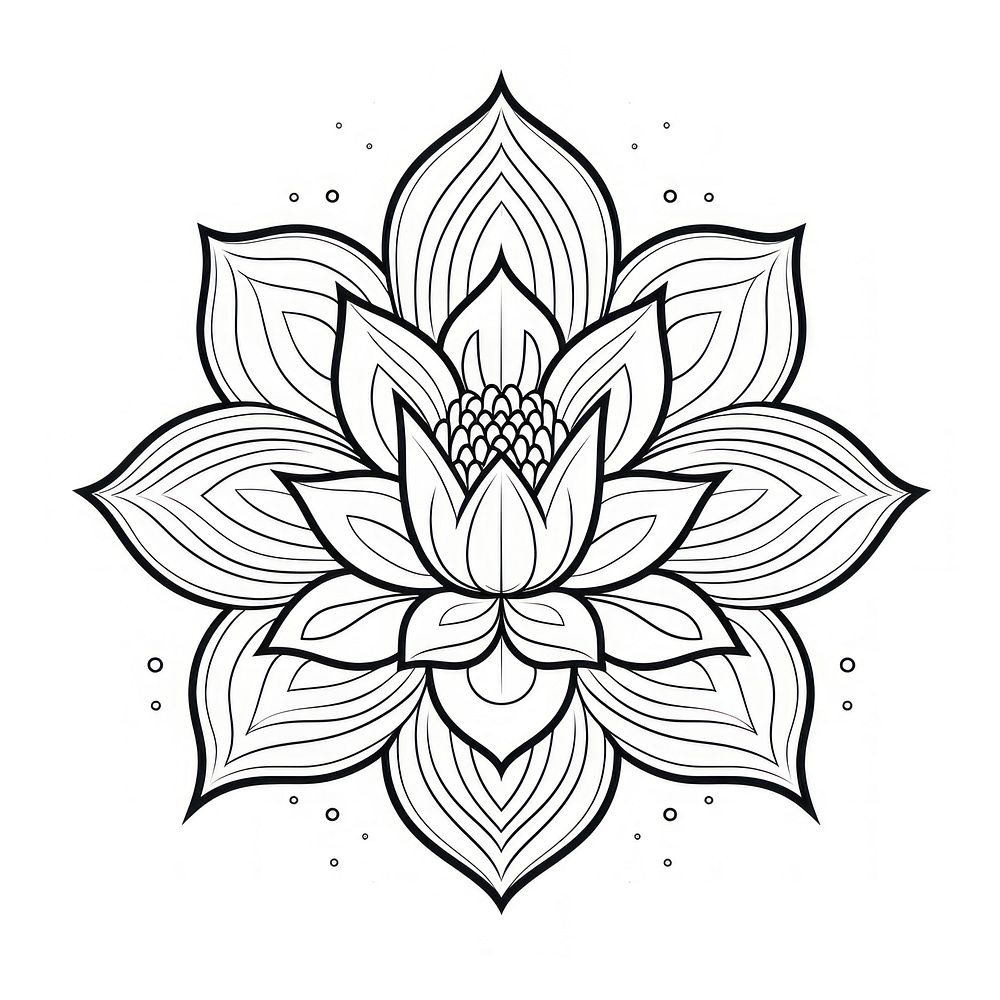 Lotus sketch pattern drawing. AI generated Image by rawpixel.