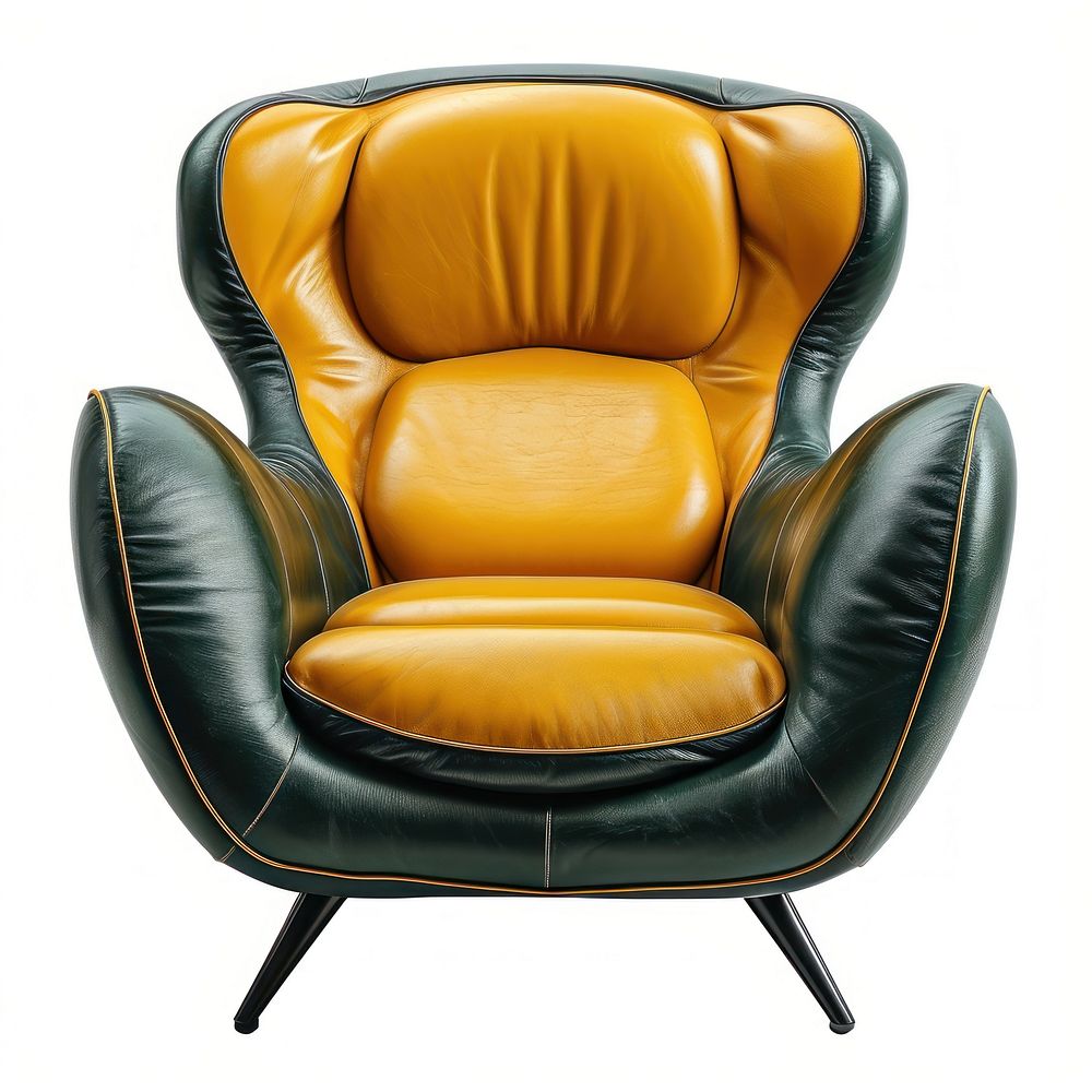 A glossy armchair furniture yellow green.