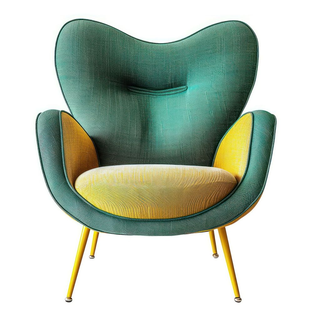 An armchair furniture yellow green.