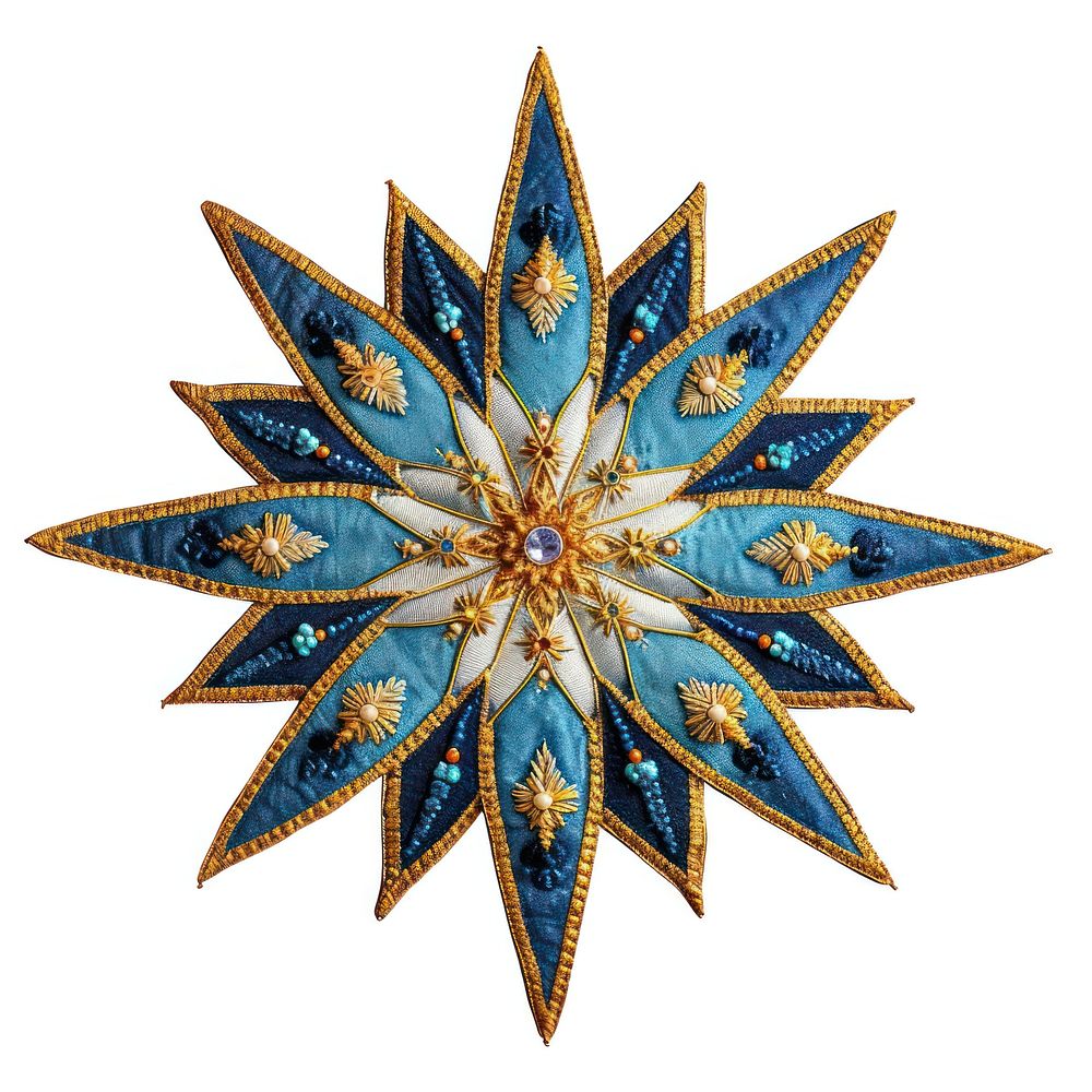 Celestial Star in embroidery style jewelry brooch star.