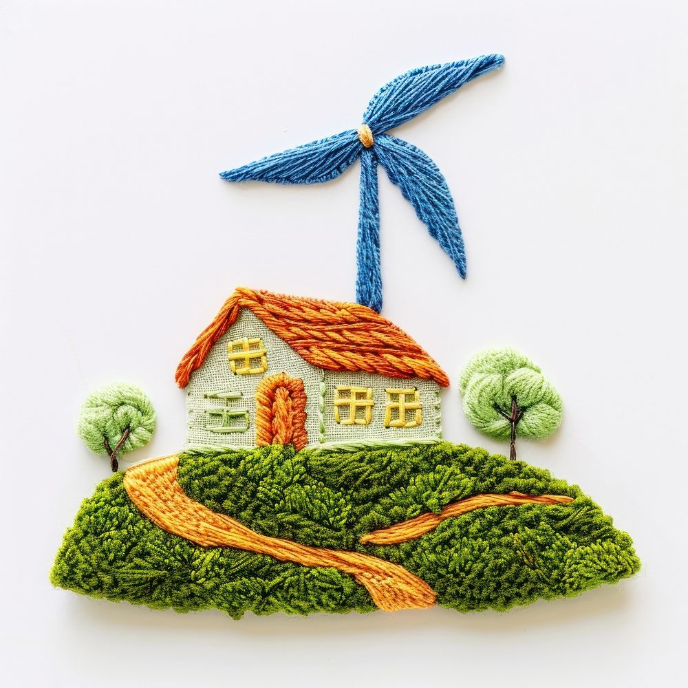 A little house embroidery representation architecture.