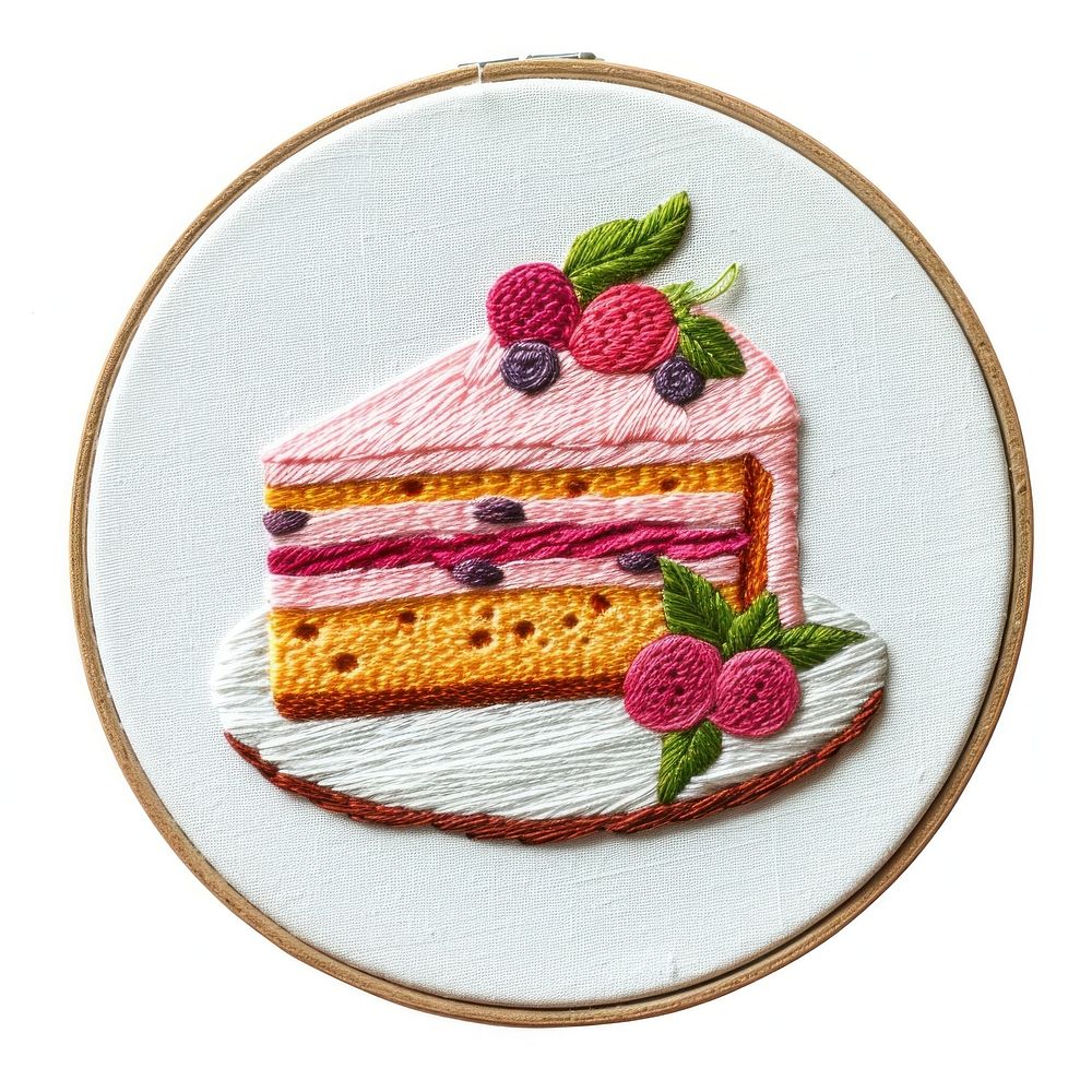 A piece of cake embroidery dessert pattern.