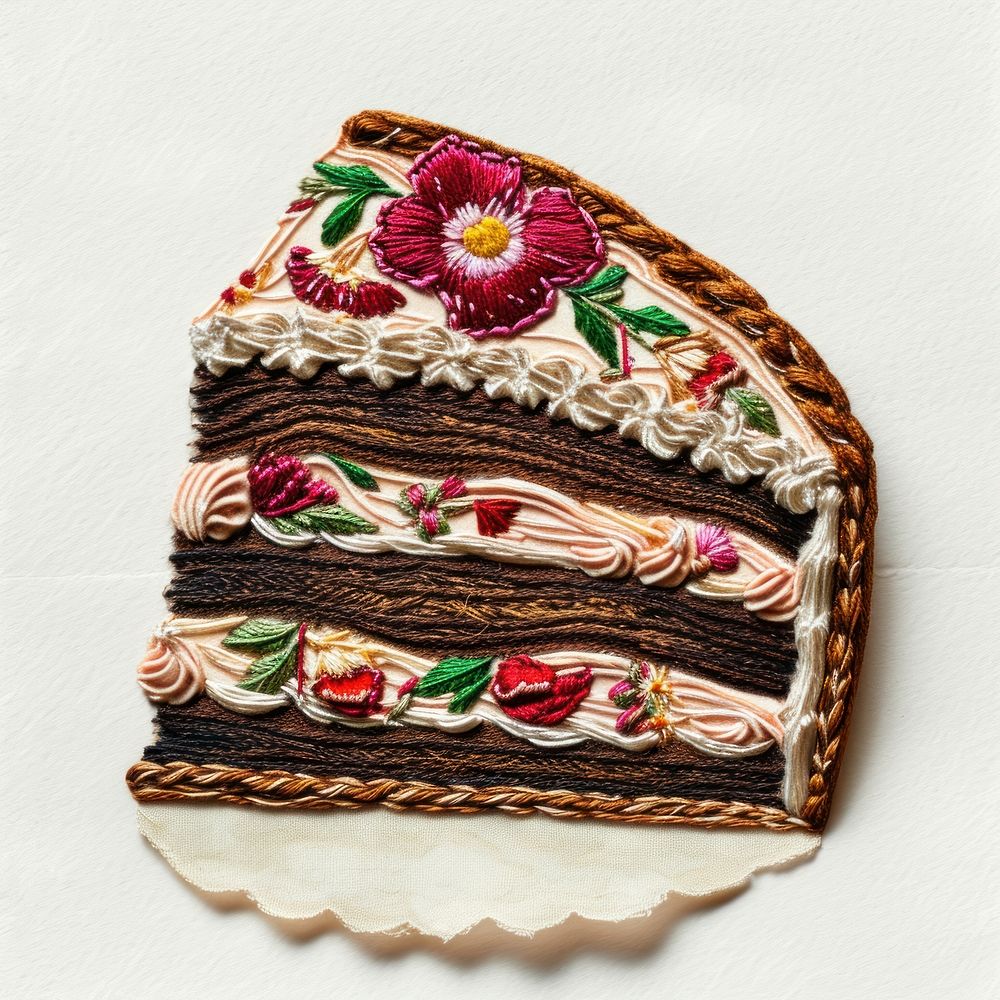 A piece of cake embroidery dessert pattern.