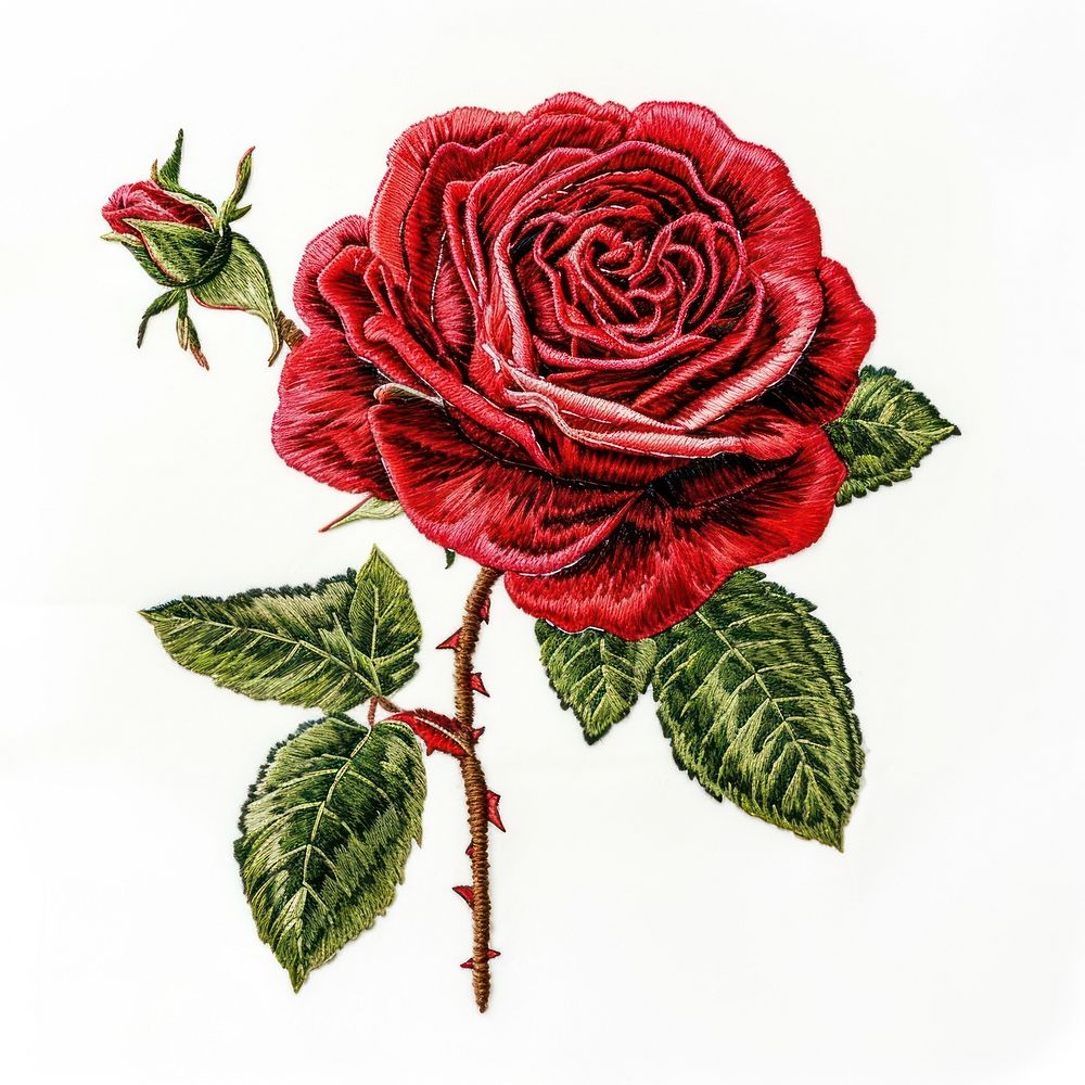 A symetry rose embroidery flower plant.