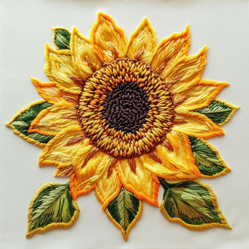 A Vibrant Sunflower sunflower embroidery pattern.