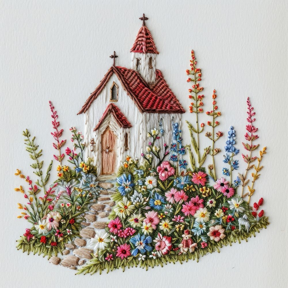 Christ Church embroidery pattern flower.