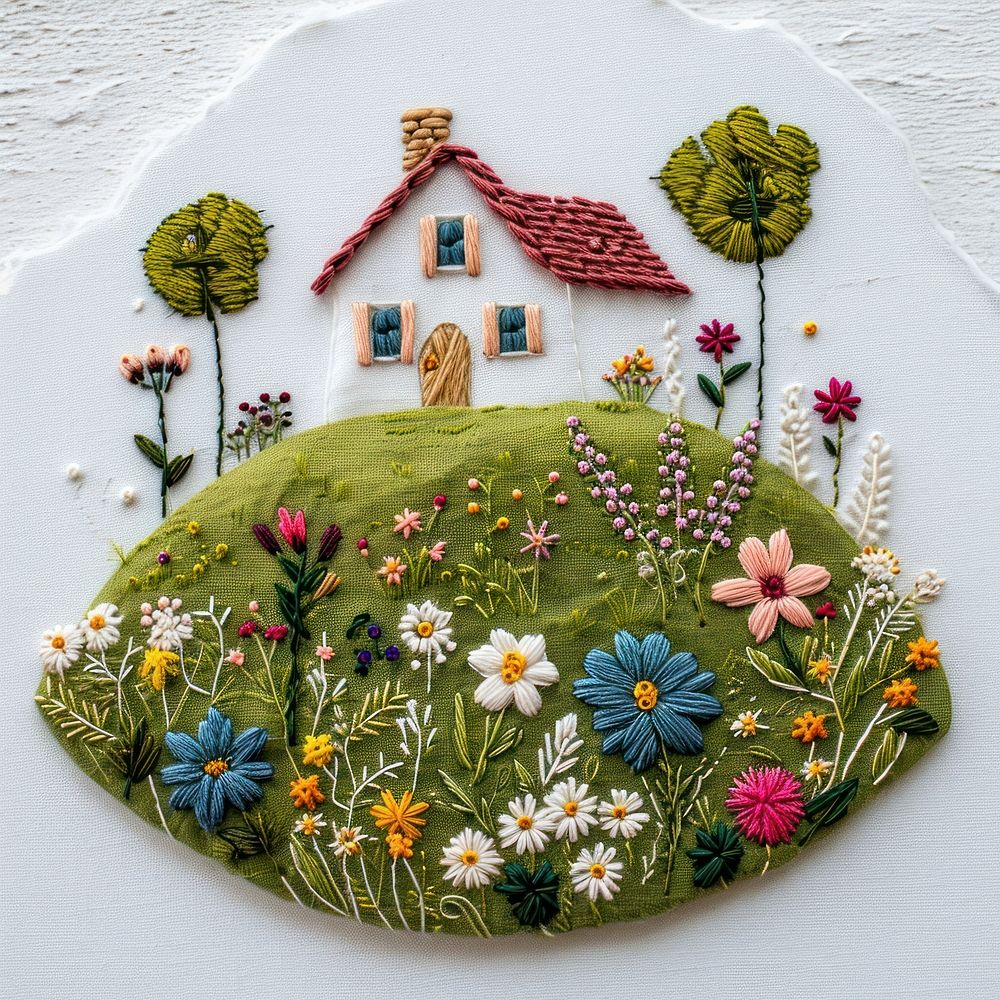 House embroidery pattern flower.