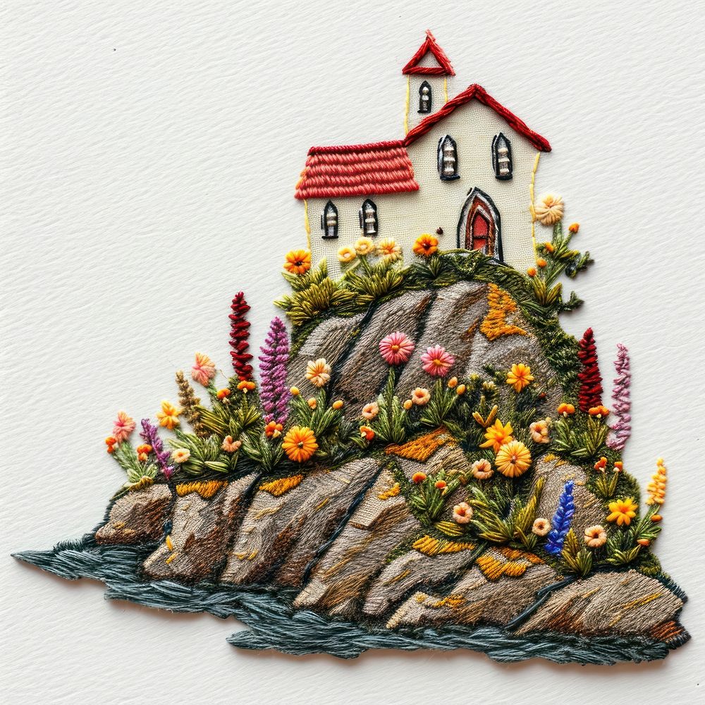 Church embroidery pattern representation.