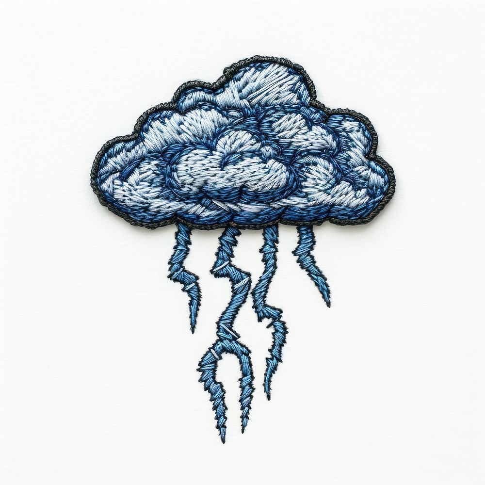 Navy Cloud and thunder under it embroidery pattern cloud.