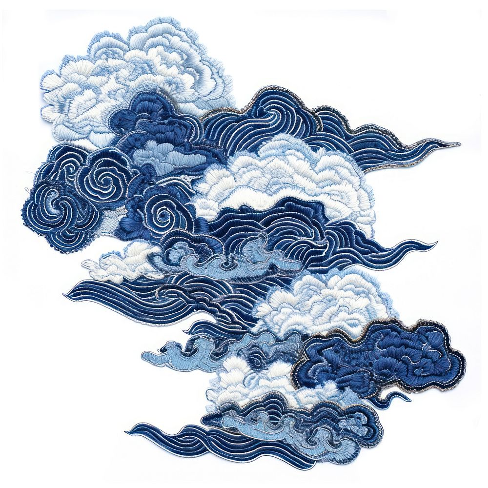 Navy Japanese Cloud mass pattern cloud art.