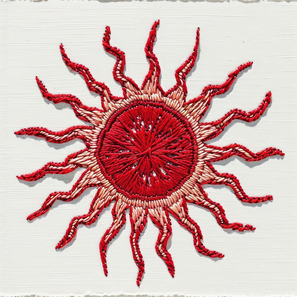 Simple red Sun embroidery pattern invertebrate.