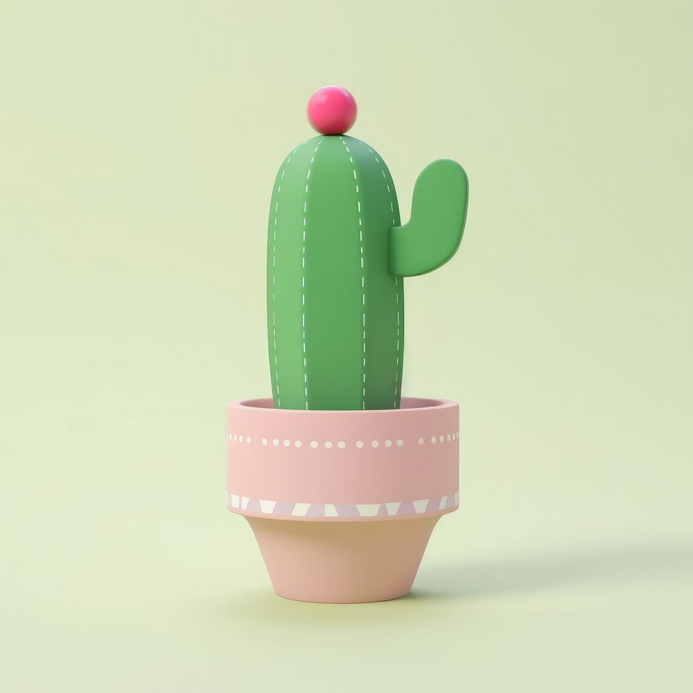 A cactus in cute pot plant decoration houseplant.