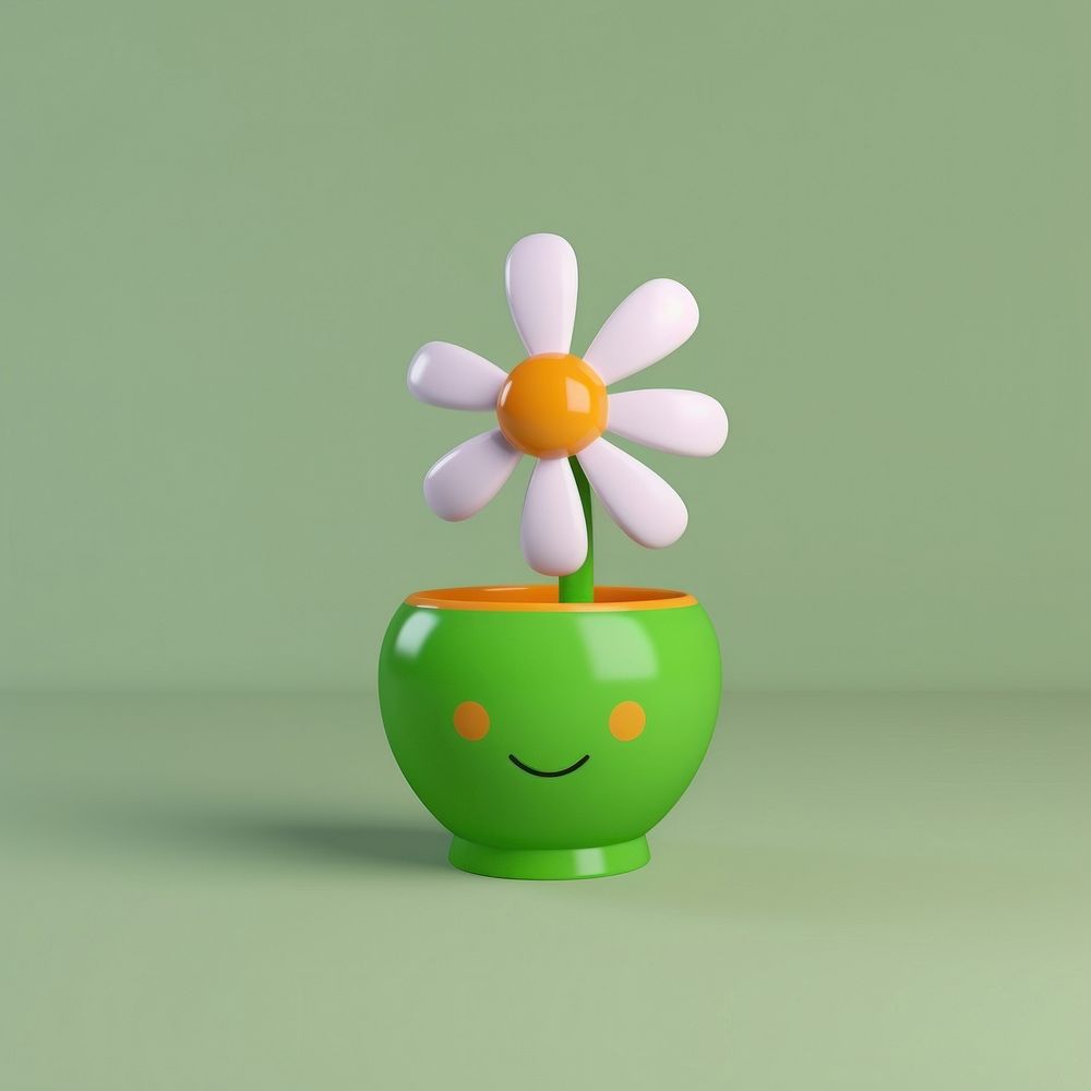 A daisy in cute pot cartoon flower plant.