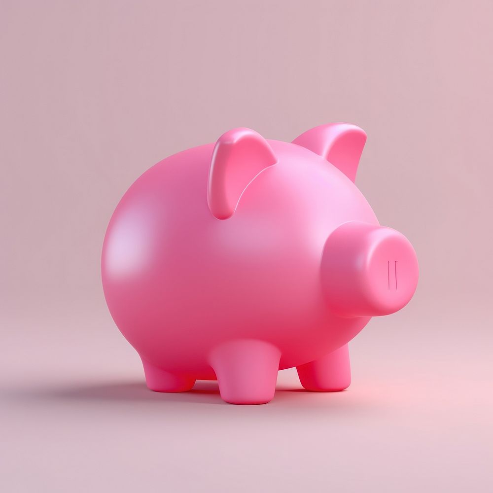 A pink piggy bank investment currency savings.