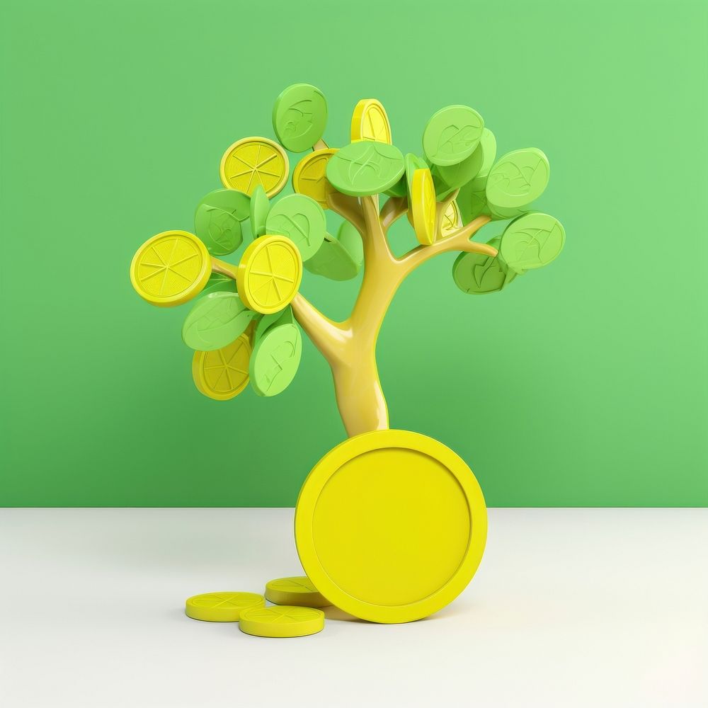A tree with coin cartoon investment decoration.